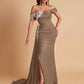 Elegant Soft Satin Mermaid Off Shoulder Floor-Length Mermaid Bridesmaid Dresses