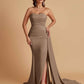 Simple Soft Satin Mermaid Strapless Floor-Length Mermaid Bridesmaid Dresses