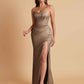 Sexy Strapless Soft Satin Side Slit Floor-Length Mermaid Bridesmaid Dresses