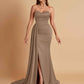 Elegant Soft Satin Sweetheart Strapless Side-Slit Mermaid Bridesmaid Dresses