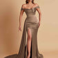 Sexy Soft Satin Sweetheart Off-the-shoulder Strapless Side-Slit Mermaid Bridesmaid Dresses