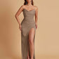 Sexy Soft Satin Mermaid V-neck Side Slit Floor-Length Bridesmaid Dresses Online