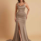 Elegant Soft Satin Mermaid Bowknot Floor-Length Mermaid Bridesmaid Dresses