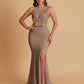 Sexy Soft Satin Mermaid Illusion Side Slit Floor-Length Bridesmaid Dresses Online