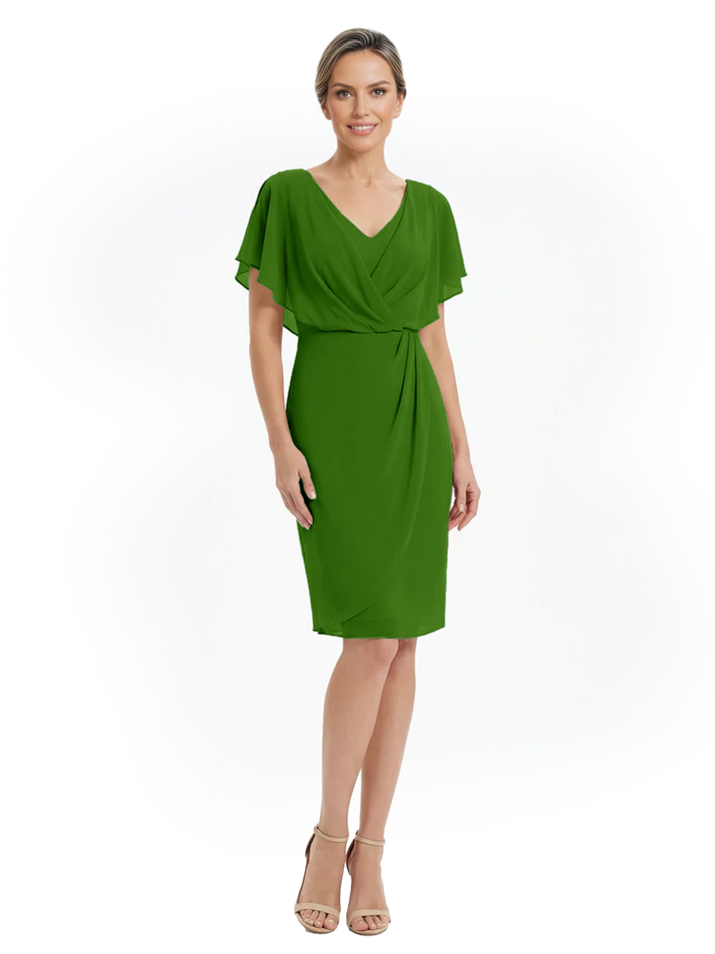 Chic Knee-Length Mother of Bride Formal Dress Slimming Chiffon Styles for Wedding Guest