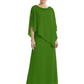 Elegant Mother of Bride Dresses Evening Gowns Trending 2026 Styles with Asymmetric Cape