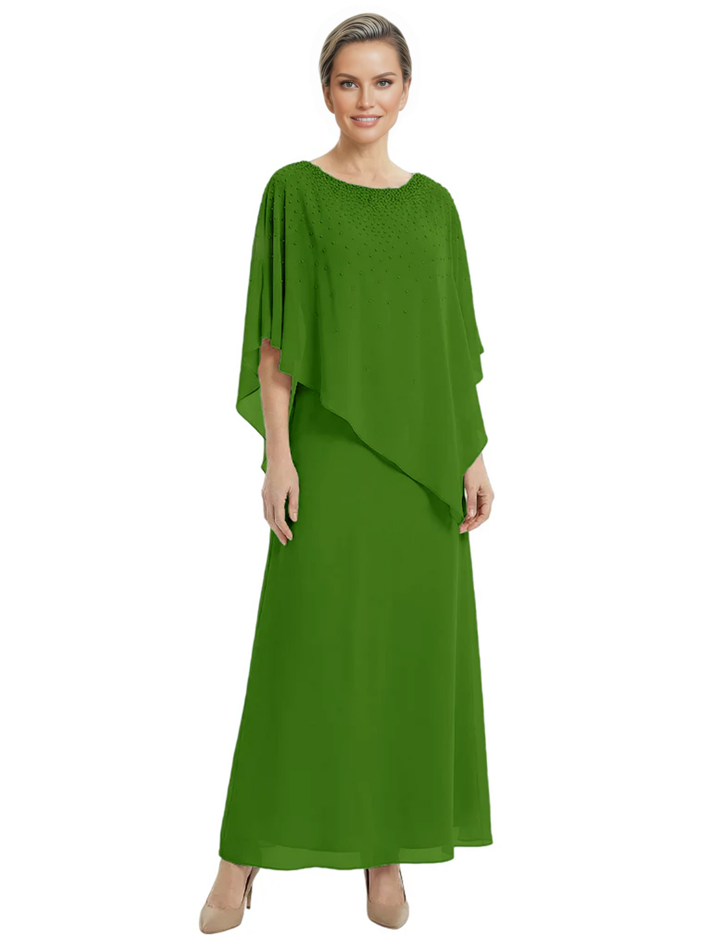 Elegant Mother of Bride Dresses Evening Gowns Trending 2026 Styles with Asymmetric Cape