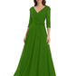 Chiffon Mother of the Bride Dress with Sequin V-Neck and Elegant Bow Sash