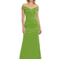 Off Shoulder Mother of the Bride Dress Beaded Waist Satin Gown Portrait Neckline
