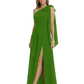 One-Shoulder Mother of the Bride Dress Chiffon Gown with Long Sash Detail