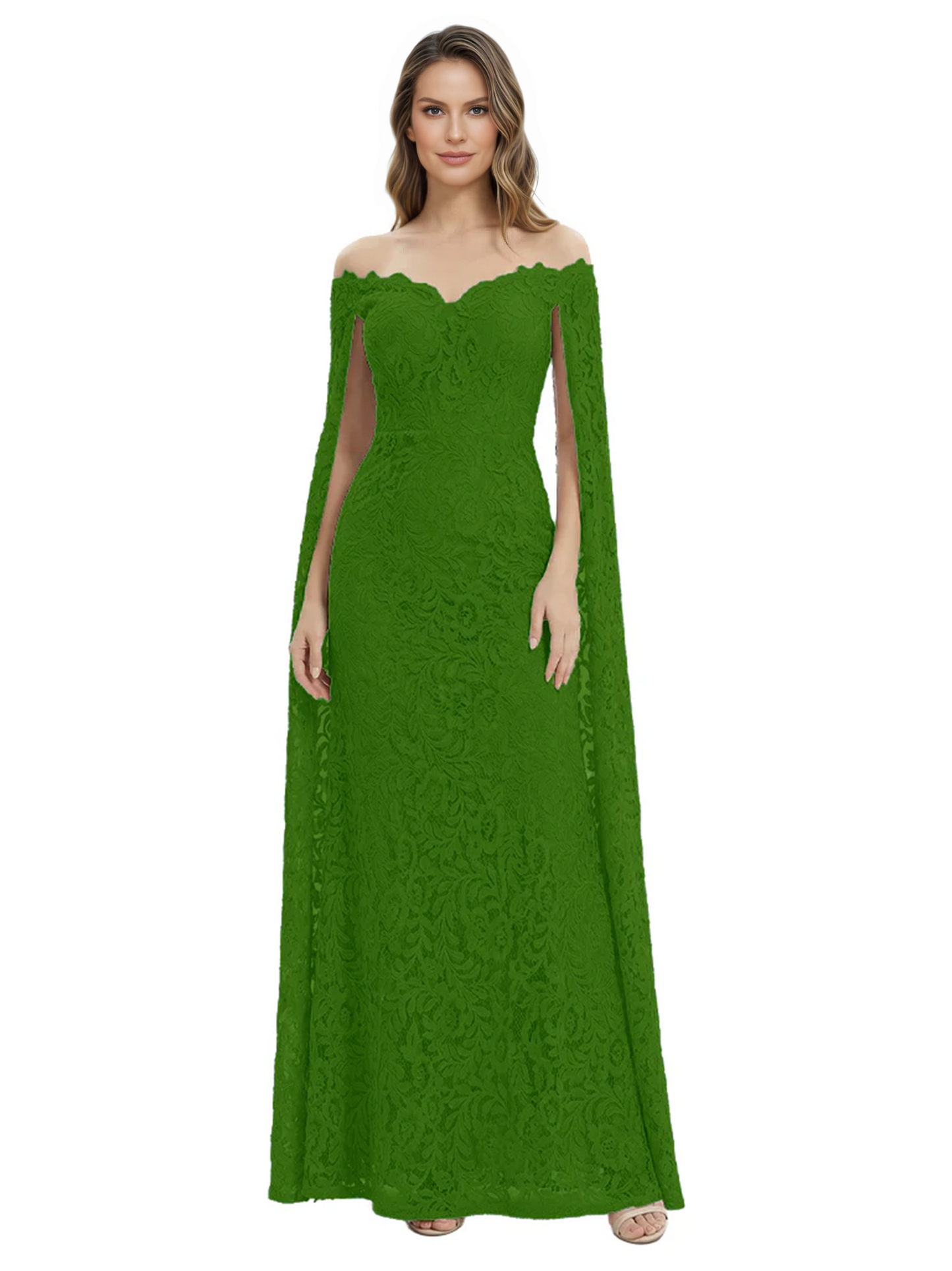Elegant Mother of the Groom Gown Floral Lace Embroidered Formal Dress with Cape