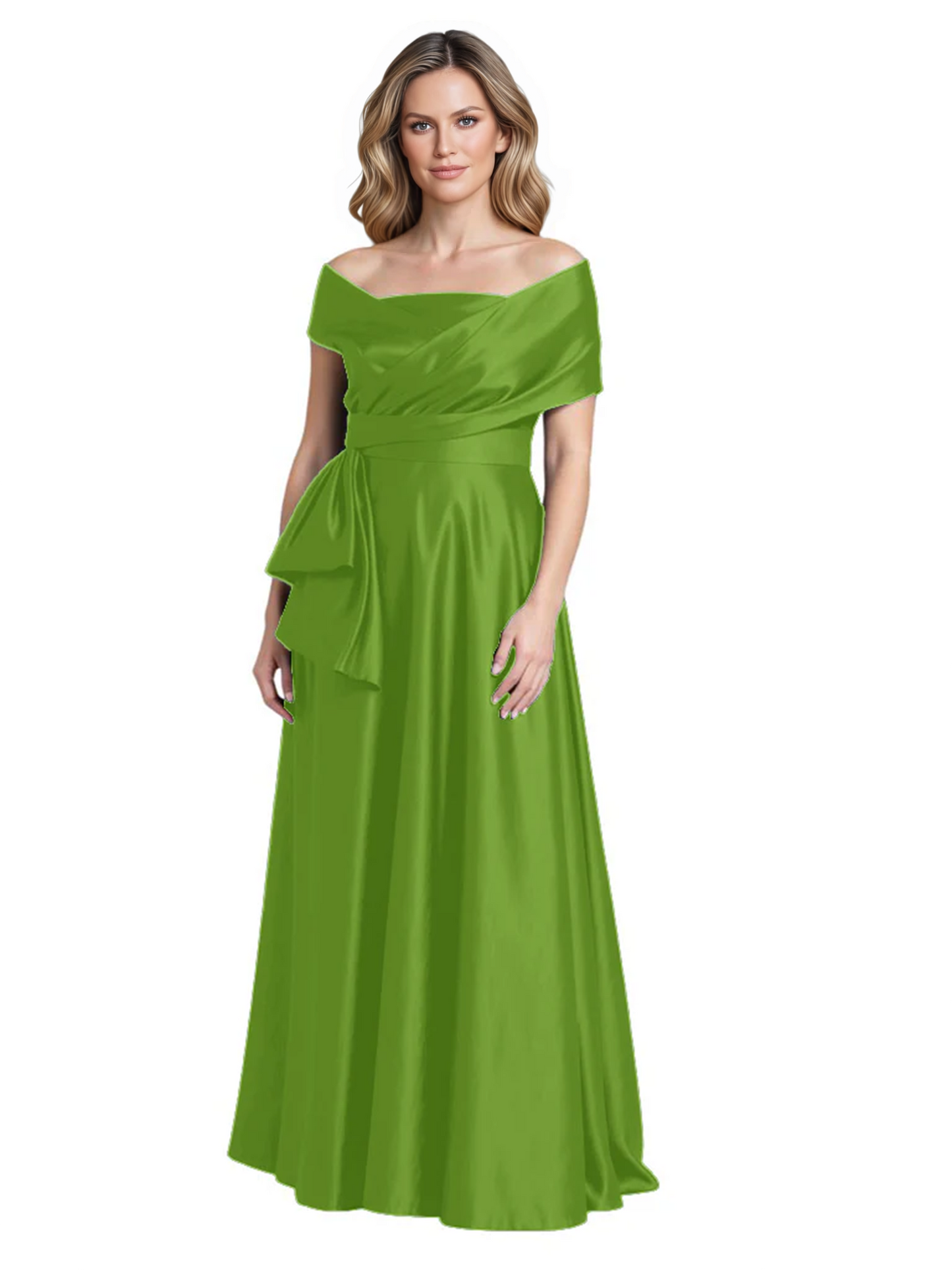 Formal Floor-Length Mother of the Bride Gown Sleeveless Satin Maxi Dress with Drape