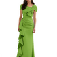 Elegant Mother of Bride Dress Formal Gowns Mermaid Ruffle Floor Length Asymmetric Neckline