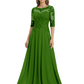 Illusion Neck Mother of the Bride Dress Half Sleeve Lace Applique Gowns Chiffon