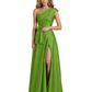 Wedding Mother of the Bride Dress One Shoulder and High Slit Formal Dresses