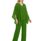 V-Neck Chiffon Mother of the Brides Dresses Plus Size Jacket Suits Wedding