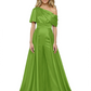 One Shoulder Mother of Bride jumpsuits Formal Gowns Floor Length Detachable Train