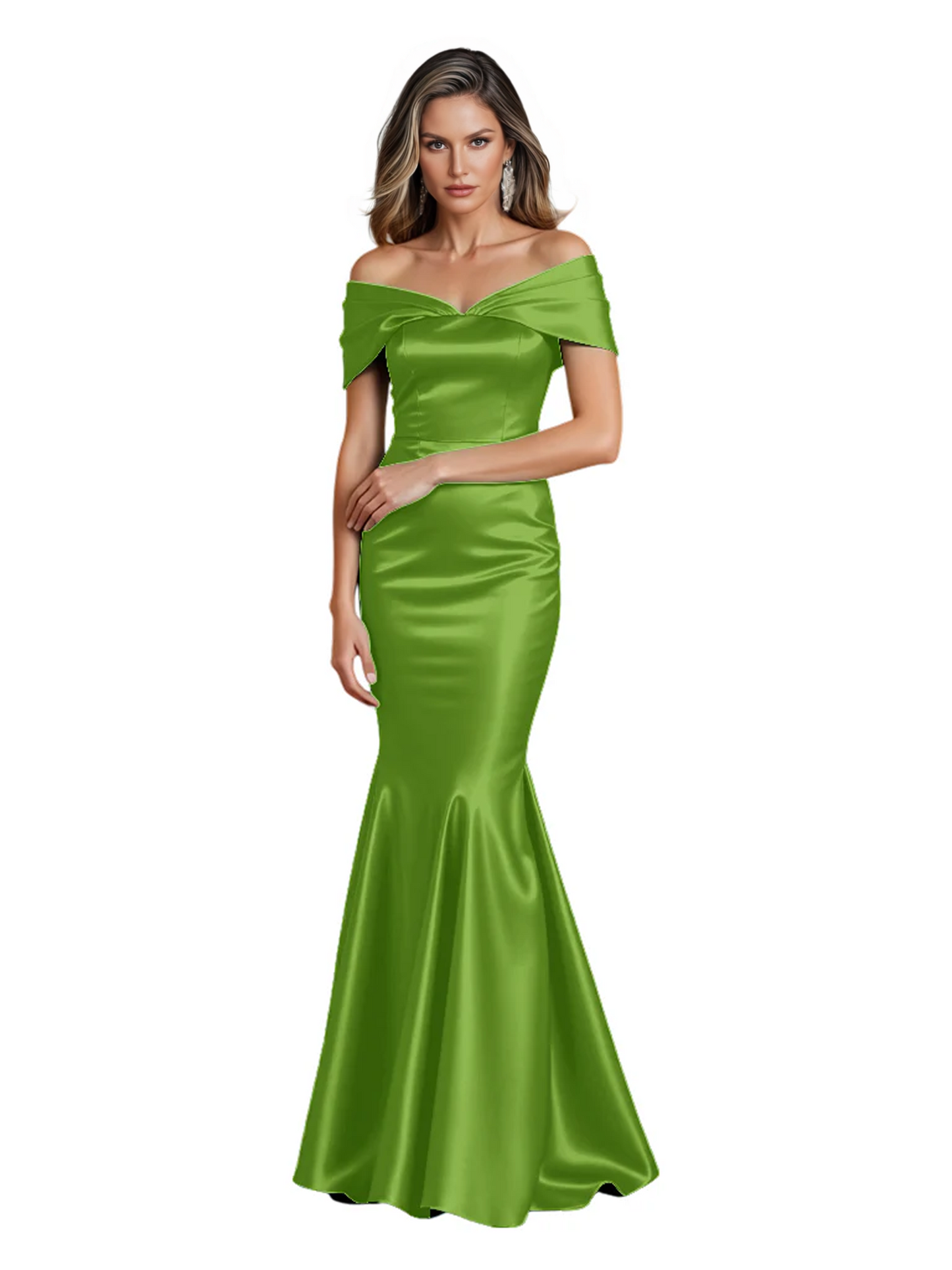 Luxury Emerald Formal Dress Off-the-Shoulder Satin Gown Trumpet Silhouette