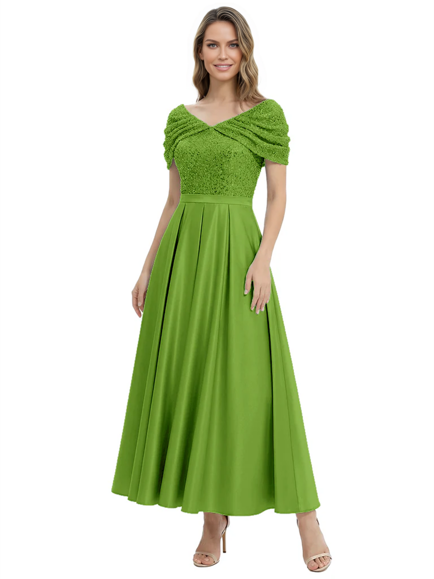 Luxury Formal Dress Sparkling Sequin Top Mother of Bride Dress Silk Satin A-Line Gowns