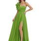 Elegant Mother of the Groom Dress A-Line Satin Formal Gown with High Slit Ruched Bodice