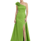 One Shoulder Mother of the Bride Dress with 3D Floral Detail Formal Dress A-Line Gowns with Slit