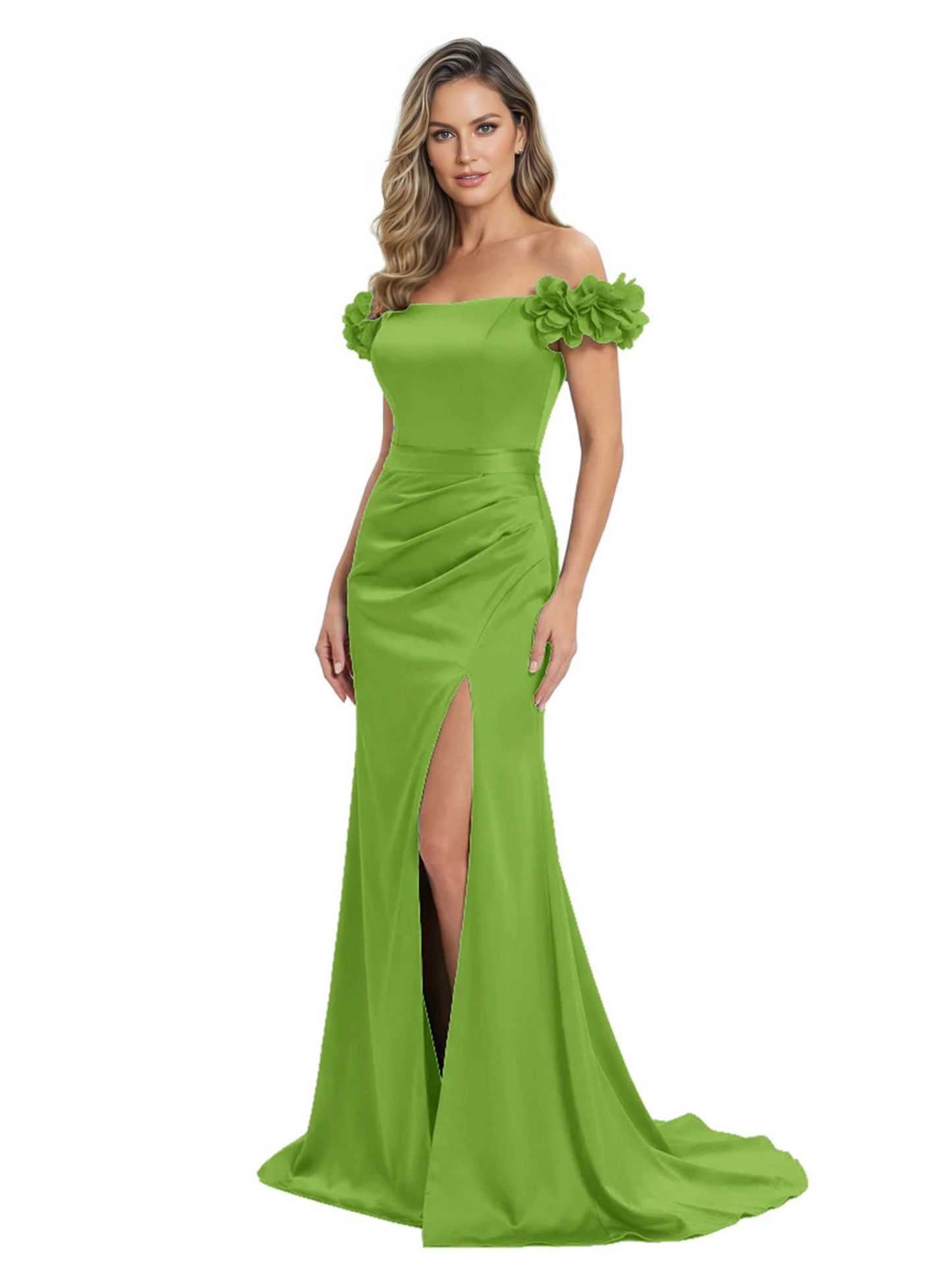 Elegant Mother of the Groom Dresses Mermaid Satin Formal Gown High Slit