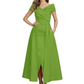 Formal Floor-Length Mother of the Bride Gown Satin Maxi Dress with Slit Off Shoulder