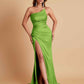Gorgeous Strapless Soft Satin Side Slit Floor-Length Mermaid Bridesmaid Dresses