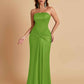 Sexy Soft Satin Mermaid Strapless Floor-Length Mermaid Bridesmaid Dresses