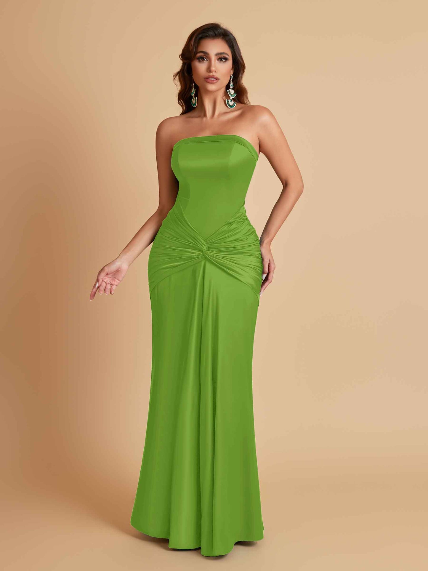 Sexy Soft Satin Mermaid Strapless Floor-Length Mermaid Bridesmaid Dresses