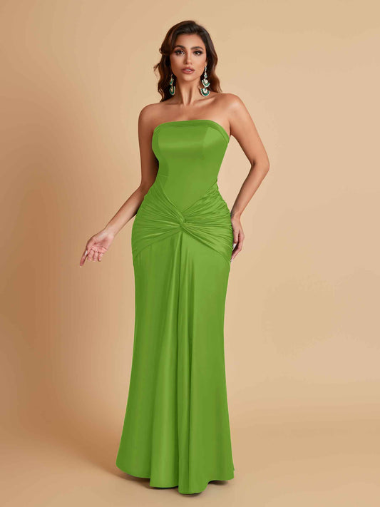 Sexy Soft Satin Mermaid Strapless Floor-Length Mermaid Bridesmaid Dresses