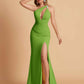 Sexy Mermaid One Shoulder Key Hole Bridesmaid Dresses Floor Length Bridal Party Dresses