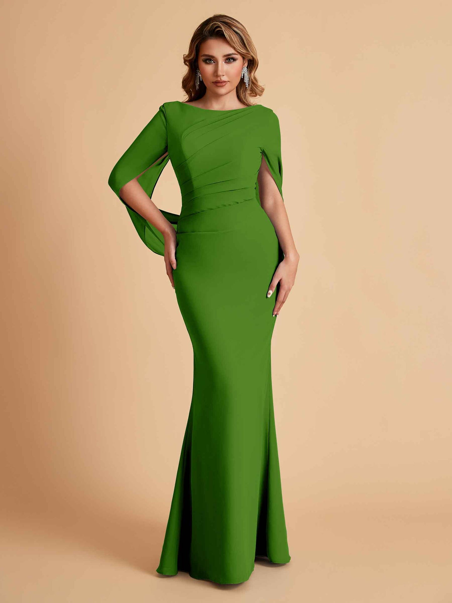 Elegant Mermaid Chiffon Half Sleeves Jewel Mother of the Brides Dresses Online
