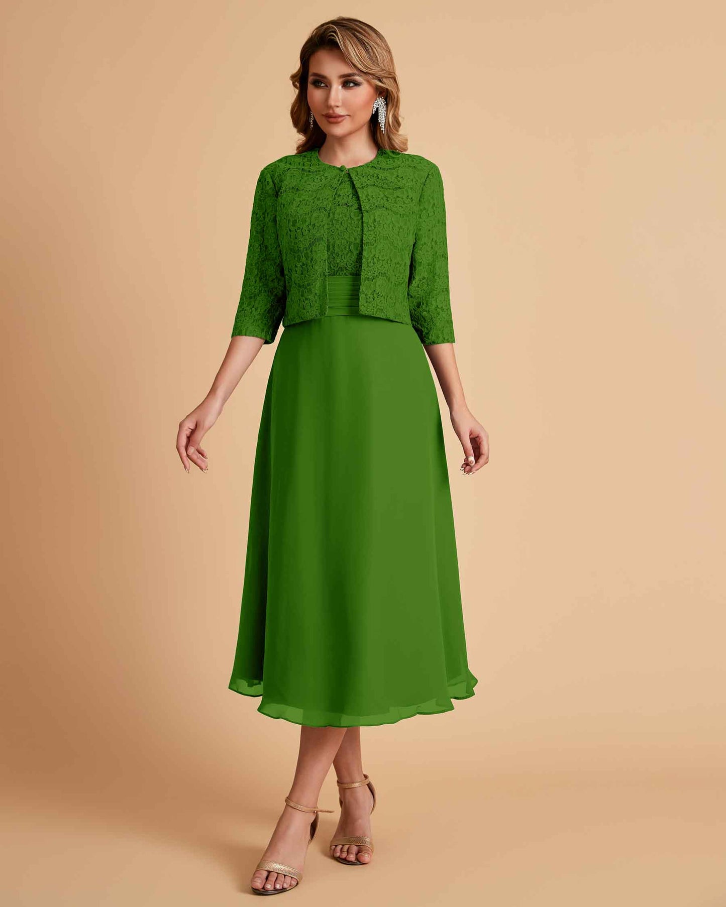 Elegant A-line Bateau Sleeveless Tea Length Mother of the Brides Dresses Online