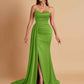 Elegant Soft Satin Sweetheart Strapless Side-Slit Mermaid Bridesmaid Dresses