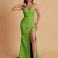 Elegant Soft Satin Mermaid V-neck Side Slit Floor-Length Bridesmaid Dresses Online