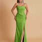 Gorgeous Spaghetti Straps Soft Satin Side Slit Floor-Length Mermaid Bridesmaid Dresses