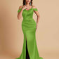 Sexy Soft Satin Mermaid Off Shoulder Side Slit Floor-Length Mermaid Bridesmaid Dresses