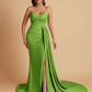 Sexy Soft Satin Mermaid V-neck Floor-Length Mermaid Bridesmaid Dresses