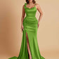 Elegant Soft Satin Mermaid Bowknot Floor-Length Mermaid Bridesmaid Dresses