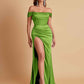 Sexy Off the Shoulder Soft Satin Side Slit Floor-Length Mermaid Bridesmaid Dresses