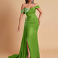 Elegant Soft Satin Mermaid Off Shoulder Floor-Length Mermaid Bridesmaid Dresses