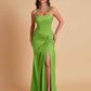 Gorgeous Square Criss Cross Soft Satin Side Slit Floor-Length Mermaid Bridesmaid Dresses