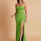 Sexy Strapless Soft Satin Side Slit Floor-Length Mermaid Bridesmaid Dresses