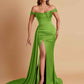 Sexy Soft Satin Sweetheart Off-the-shoulder Strapless Side-Slit Mermaid Bridesmaid Dresses