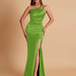 Sexy Soft Satin Mermaid One Shoulder Floor-Length Mermaid Bridesmaid Dresses