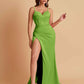 Simple Soft Satin Mermaid V-neck Floor-Length Mermaid Bridesmaid Dresses