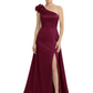 One Shoulder Mother of the Bride Dress with 3D Floral Detail Formal Dress A-Line Gowns with Slit
