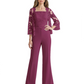 Mother of the Bride Jumpsuit with Lace Jacket 3/4 Sleeve Formal Pant Suit