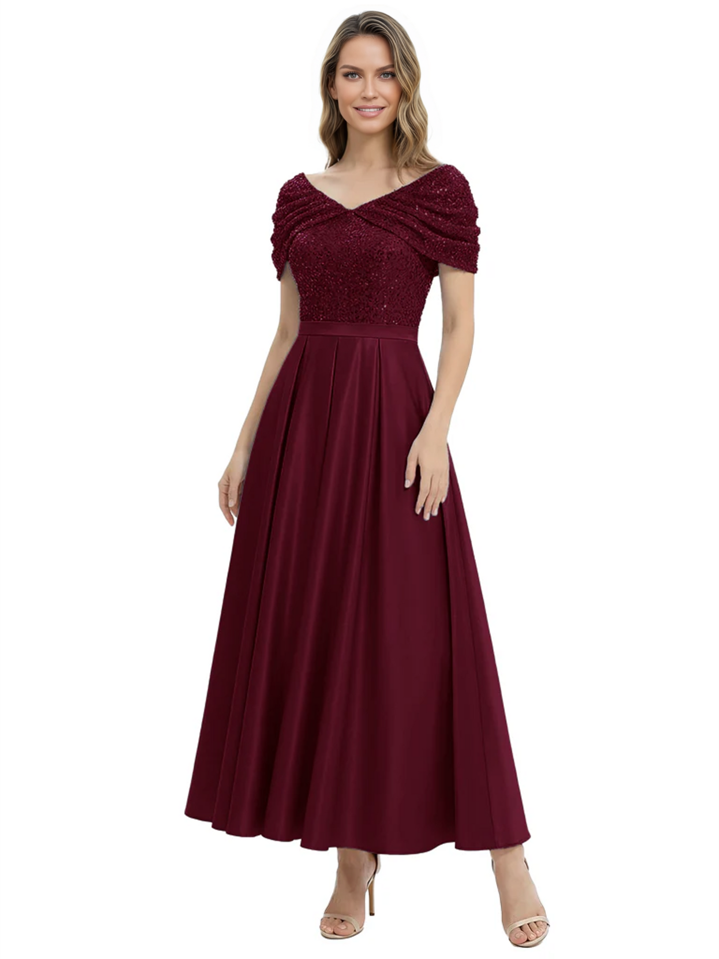 Luxury Formal Dress Sparkling Sequin Top Mother of Bride Dress Silk Satin A-Line Gowns